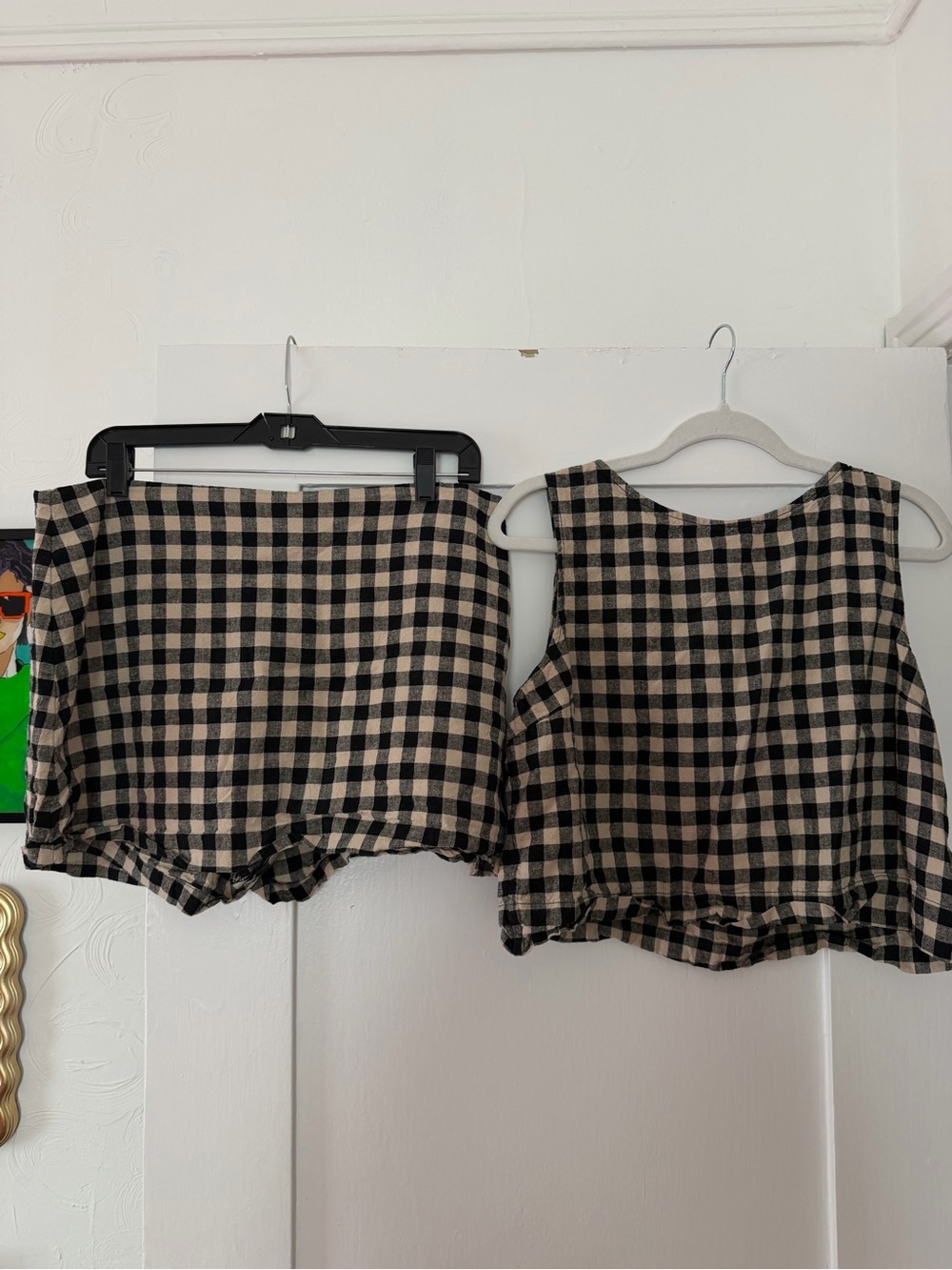 GAP Black and Cream Gingham Crop Camisole and Skort set